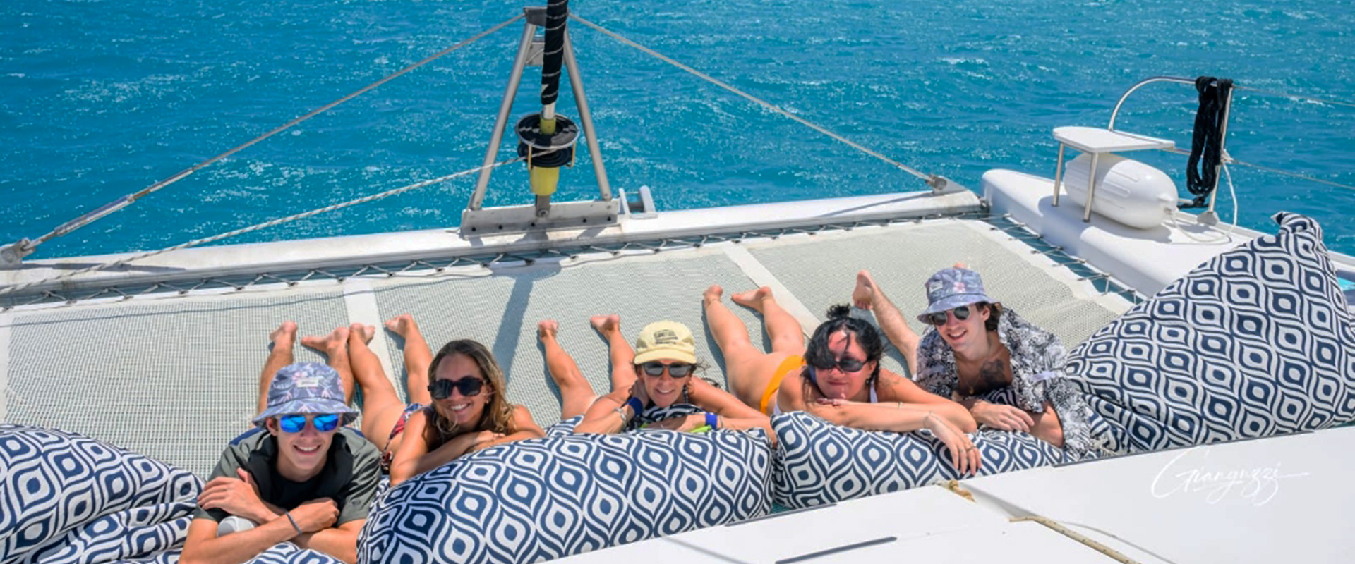visitors having fun on cool cat catamaran